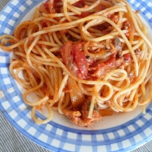 さば缶とトマト缶のスパゲッティ